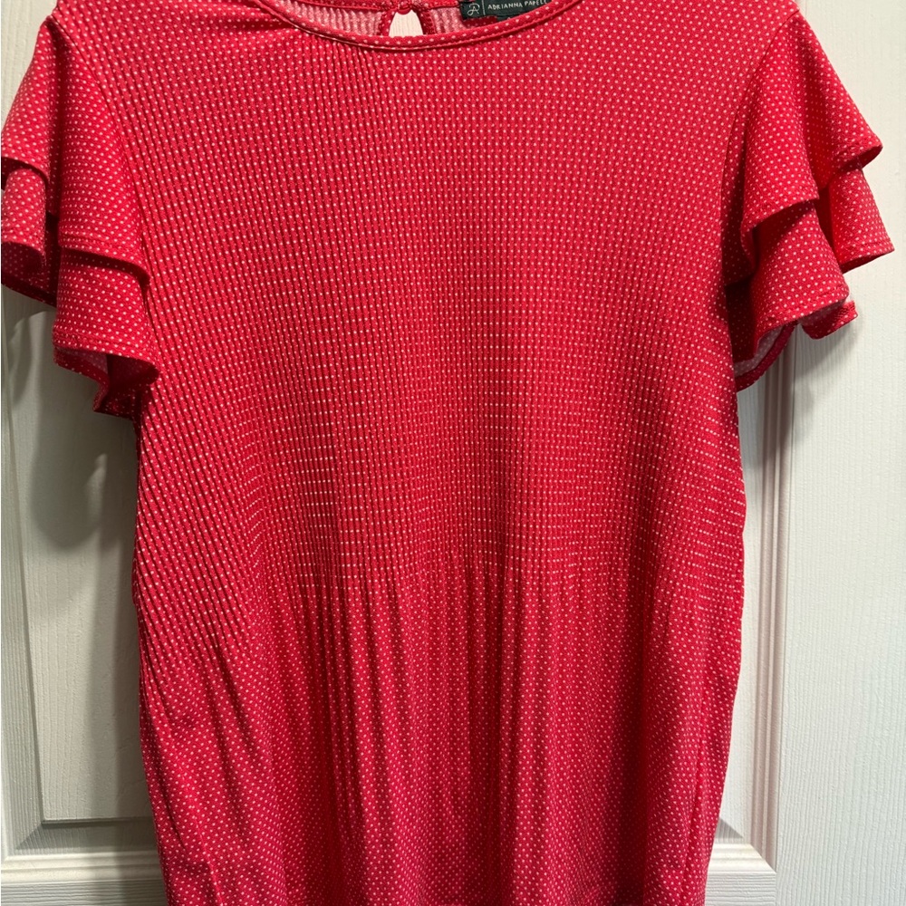 Adrianna Papell Pink Ruffle Sleeve Blouse size small
